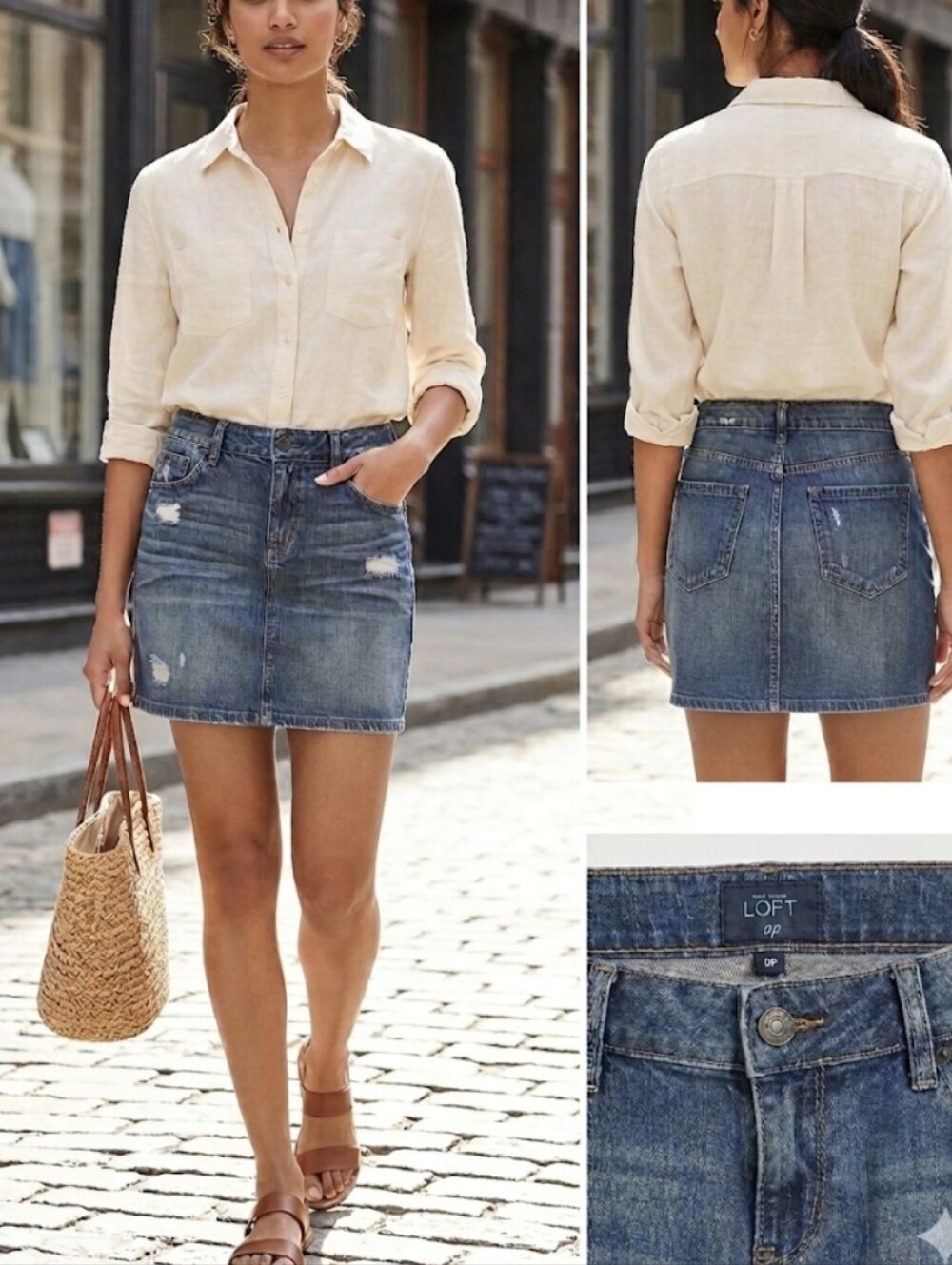 LOFT Denim Mini Skirt in Medium Blue